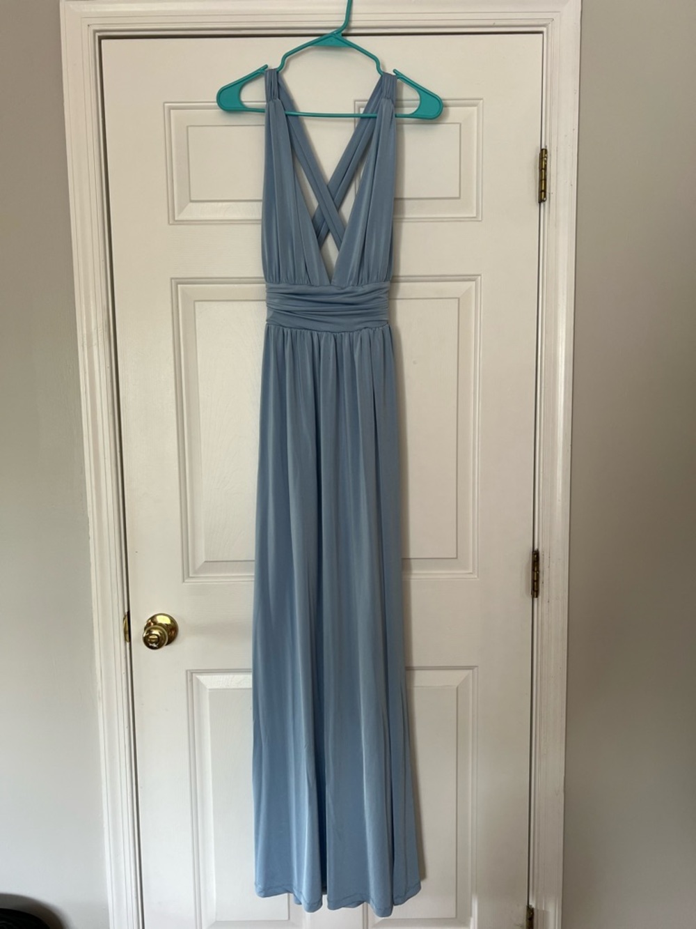 Dainty Hooligan Pale Blue Maxi Dress with Crisscross Back